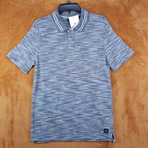 PAUL SMITH Mens Polo Shirt XS Blue Stripe Collared Structured Knit Space Dye